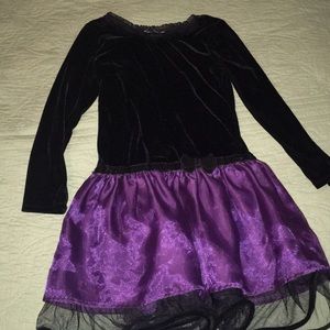 Kid’s Velvet Black and Purple Dress